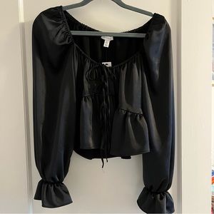 Topshop Tie Front Top in Black NWT US Size 4